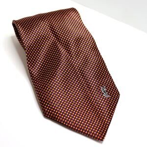 Vintage YSL Yves Saint Laurent Silk Tie Brown Micro-Dot 4” Wide